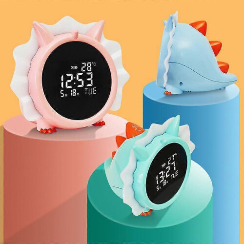 (Blue) LED Clock Dinosaur Shape Electronic Clock Multi-function Alarm Clock 2
