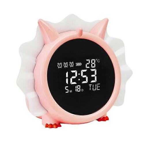 (Pink) LED Clock Dinosaur Shape Electronic Clock Multi-function Alarm Clock
