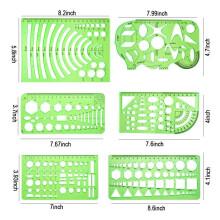 6Pc Transparent Geometric Ruler Set Plastic Stencils For School Office