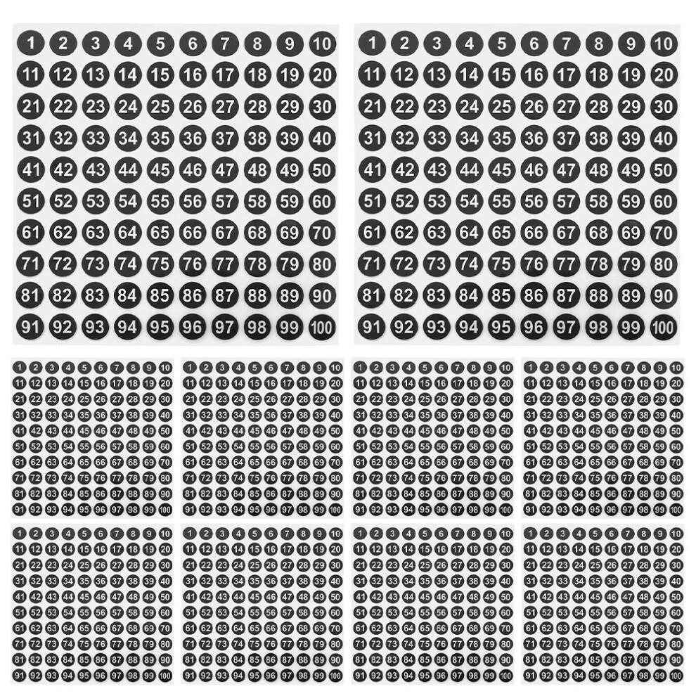 100 Sheets Waterproof Mini Dot Digital Number ID Stickers Labels-image-OPC-PJFG956-NEW