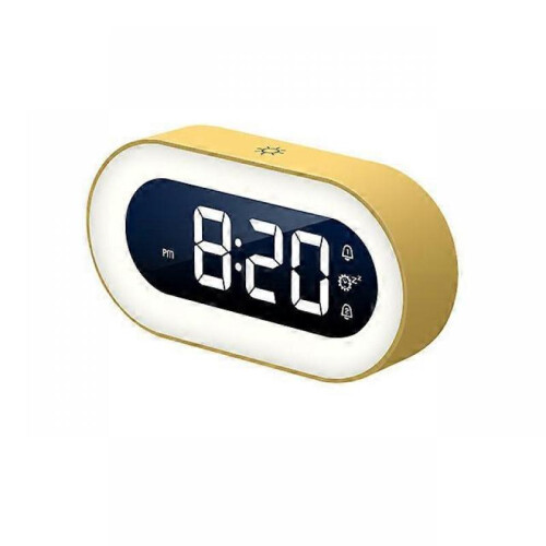 (Yellow) Music LED Digital Alarm Clock Night Light Desktop Clock Gift for Kids