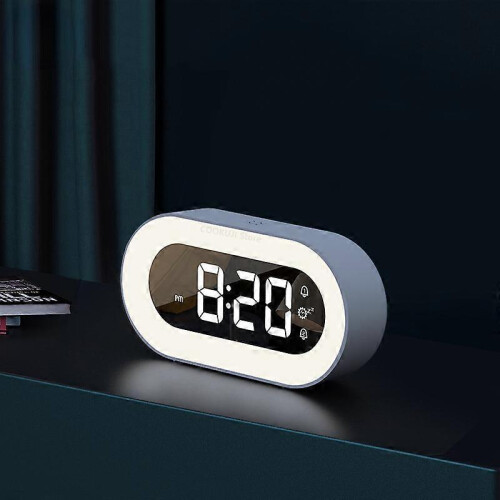 (White) Music LED Digital Alarm Clock Night Light Desktop Clock Gift for Kids 1