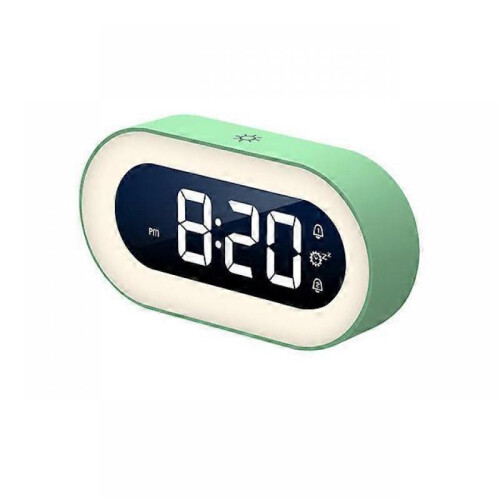 (Green) Music LED Digital Alarm Clock Night Light Desktop Clock Gift for Kids