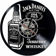 Wall Clock Vinyl Record Clock Upcycling Led Jack Daniels Family Decoration 3d Design Clock Living Room Bedroom Restaurant Wall Decoration Black :