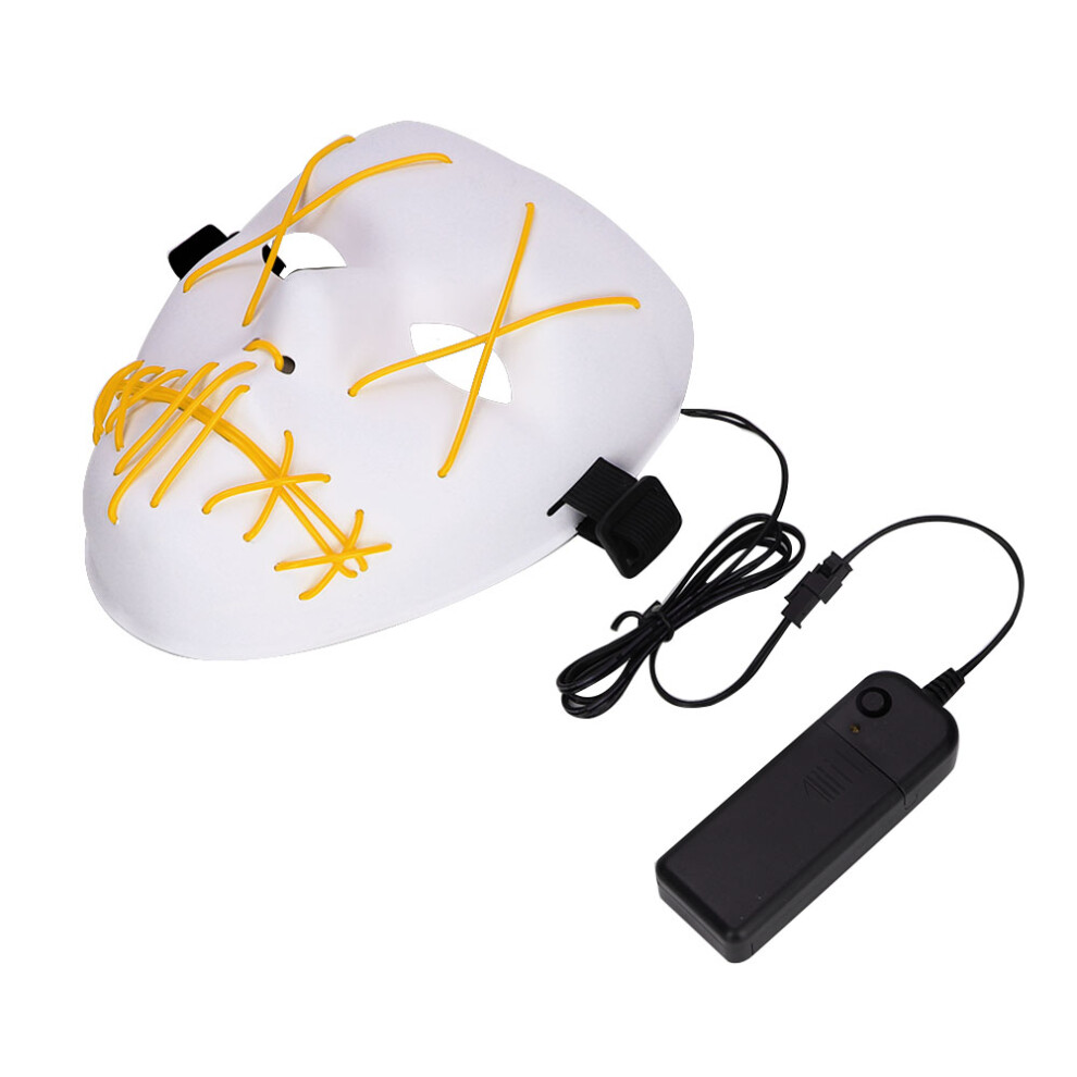 Halloween Scary LED Light Up Glow Mask Costume for Party Prop Show Decor(Yellow)-image-OPC-PJFGBPV-NEW
