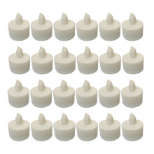 24Pcs LED Electronic Candle Light Flameless LED Tea Lights for Birthday Holiday Party Room Ambinece White Shell Yellow Light