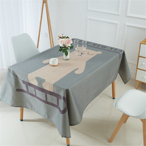 Christmas Tablecloth Polar Bear Pattern 90x90 Cm Waterproof Washable 3D Table Linen Rectangular Outdoor Stain-Resistant