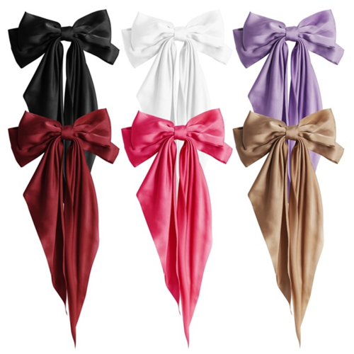 6PCS Double Layers Bowknot Streamer Hairpin Woman