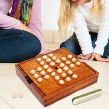 Solitaire Board Game Table Top Game Chess Educational Family Game with Clamp Independence Chess Office Decor Solo Board Game