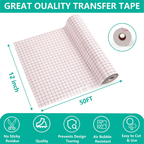 Clear Vinyl Transfer Paper Tape Roll-Red Alignment 2