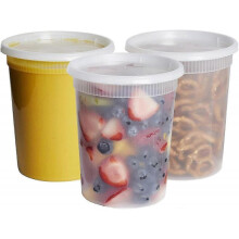 2025 Latest Model Comfort Pack [32 Oz - 24 Plastic Deli Containers with Lids - Disposable Food