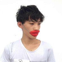 Props Jokes Sausage Red Lips Thick Big Mouth Halloween Funny Horror Latex Mask Red