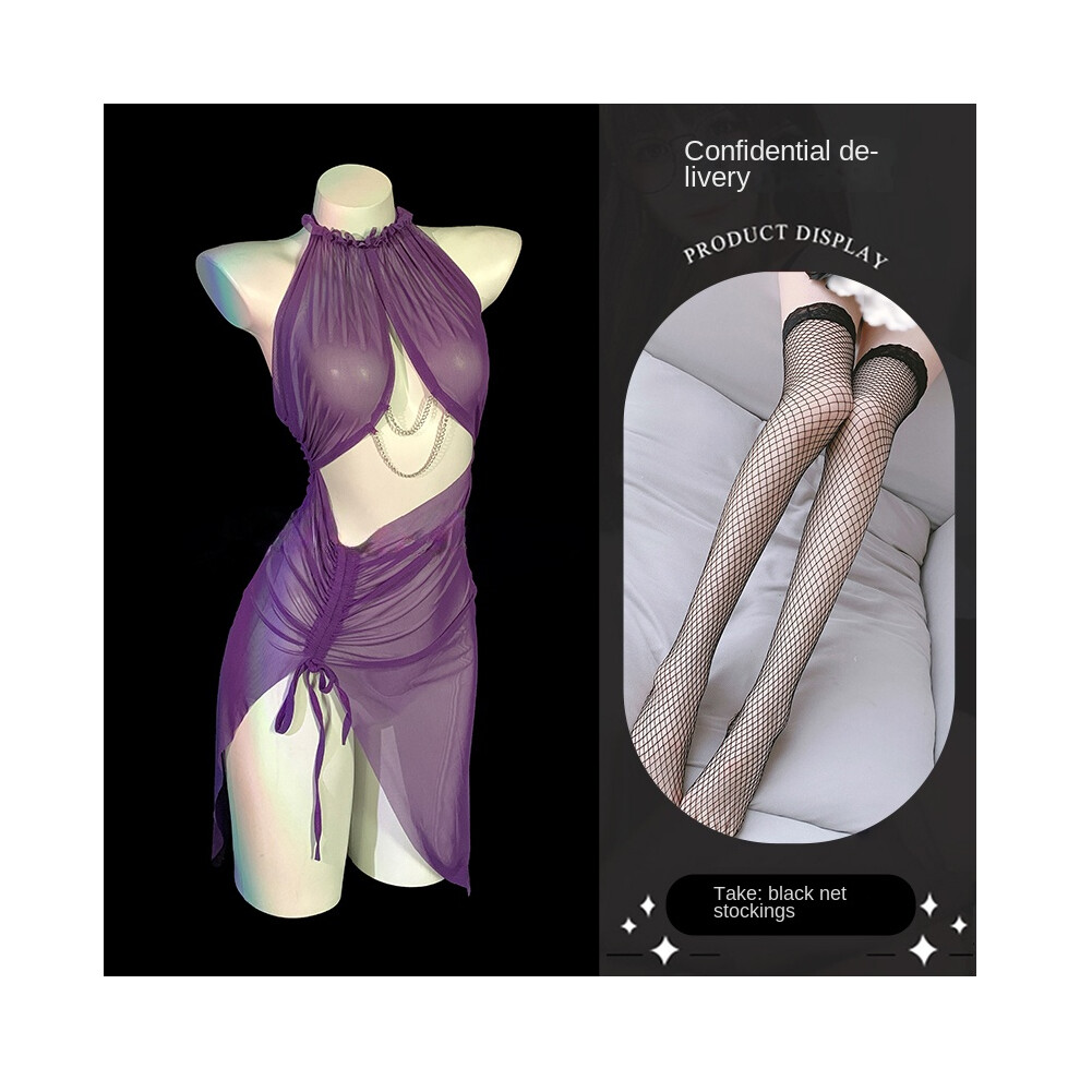 Black (One Size [80-120 Jin], Charming Veil Net Socks) "Celebrity Light Veil" Sexy Underwear Sexy Uniform Seductive Pajamas