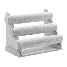 Ice Gray Velvet 3 Tier Bracelet Holder Jewelry Dis