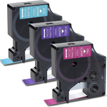 3-Pack for Label Tape White Print on Blue/Pink/ Gl