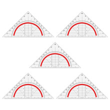 Set Square Made of Plastic,5 Pieces Drawing Geomet