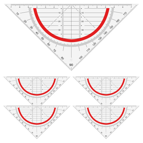 Set Square Made of Plastic,5 Pieces Drawing Geomet 2