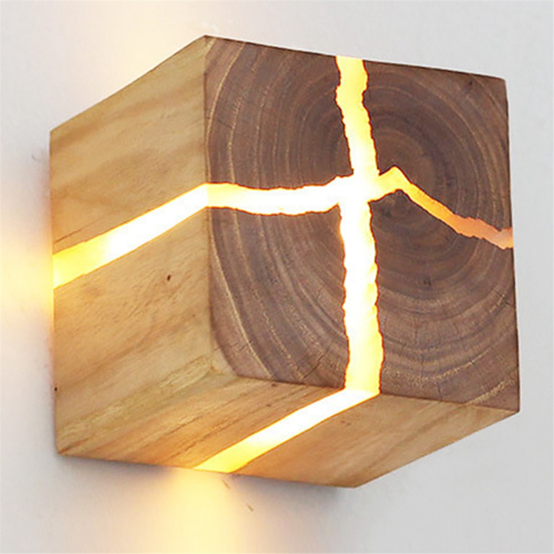 LED Decorative Cracked Wood Wall Light Square Soli 2