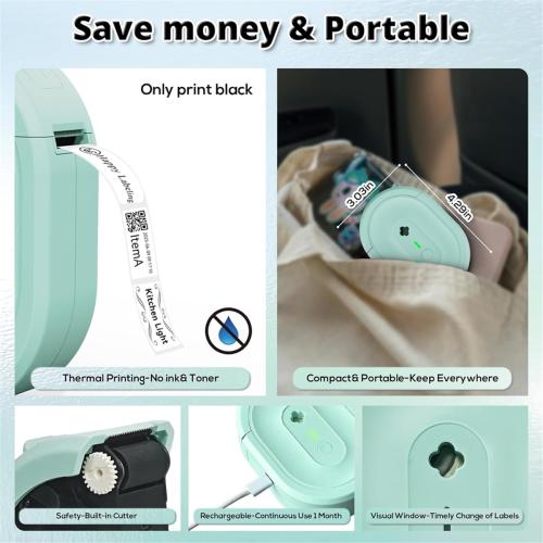 Label Maker Machine with Tape, Portable Bluetooth 2
