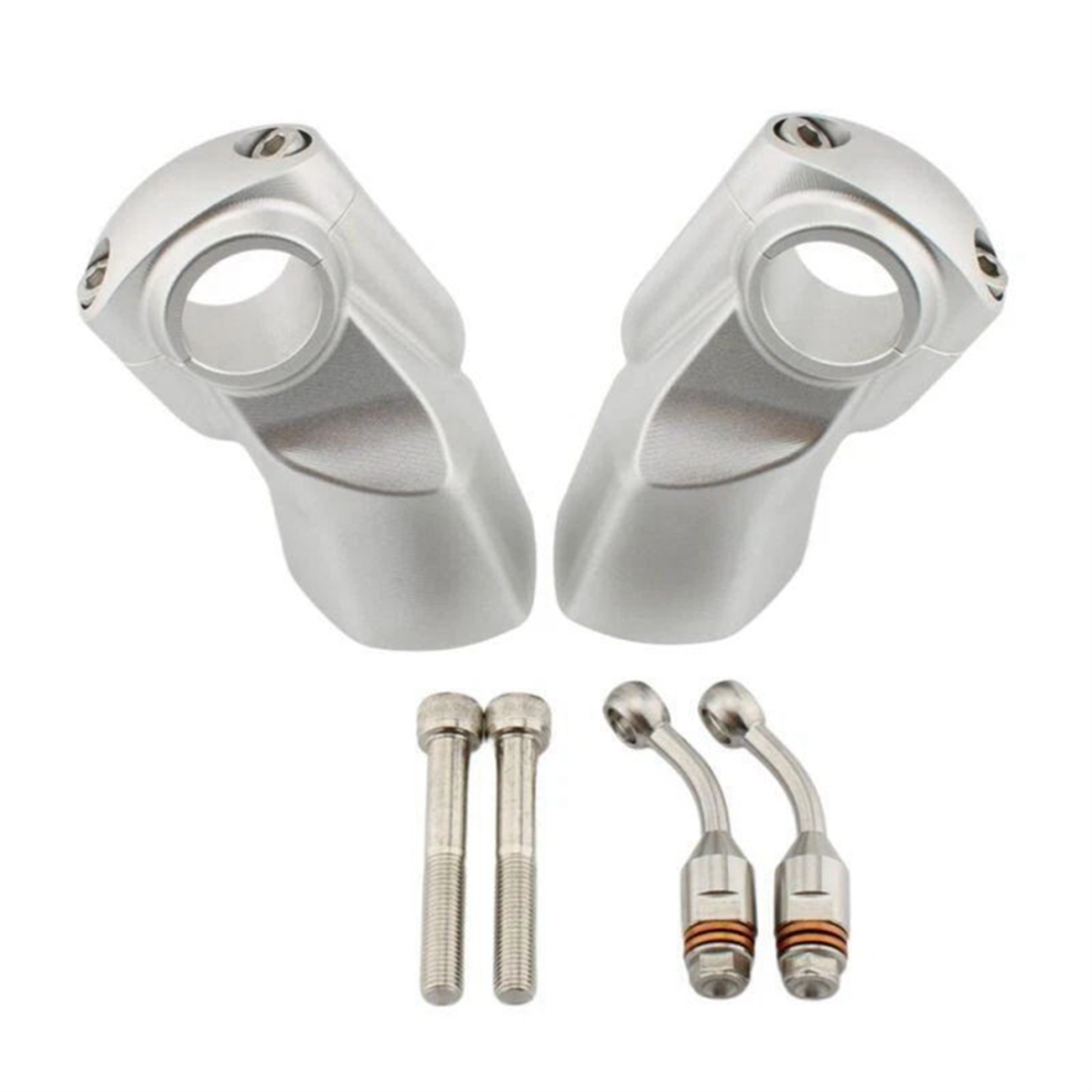 Handlebar Riser Mount Clamp Lift 22Mm Move Back 3 Silver 4851686389271