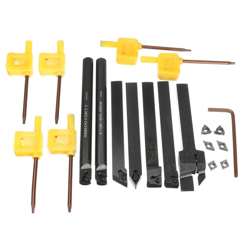 7 Set Shank Lathe Turning Tool Holder Boring Bar+DCMT CCMT Carbide Insert 1