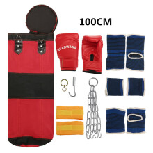 (L) Heavy Boxing Punching Bag Training Kicking Martial Arts Exercise Sport with Foot Hand Ankle Pads Gloves