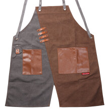 (Blue & White) Denim Apron Korean Style Male Work Clothes Barber Cafe Shop Waiter Female Waist Custom Logo Work Apron