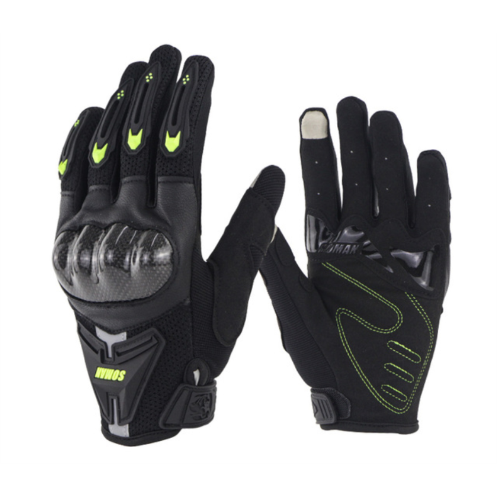 (, M) Motorcycle Touch Screen Gloves Carbon Fiber Riding Men Women Protective Gears Green 1138392210963