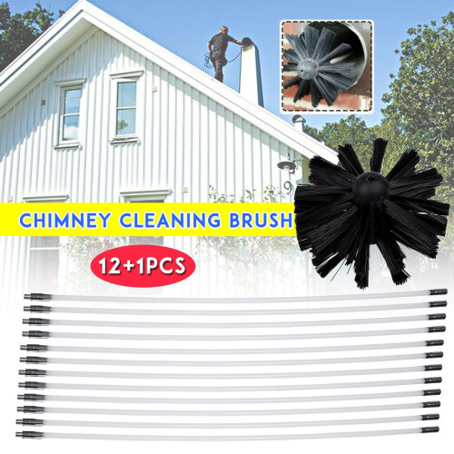 (12+1PCS) Chimney Cleaning Brush Set Chimney Pipe Inner Wall Cleaner Brush Bendable Flexible Cleaning Tools