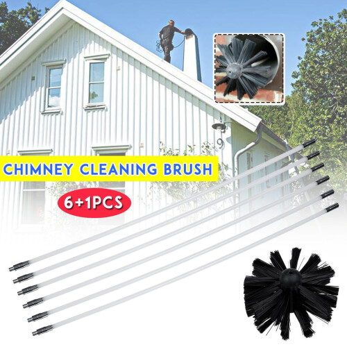 (6+1PCS) Chimney Cleaning Brush Set Chimney Pipe Inner Wall Cleaner Brush Bendable Flexible Cleaning Tools