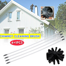 (4+1PCS) Chimney Cleaning Brush Set Chimney Pipe Inner Wall Cleaner Brush Bendable Flexible Cleaning Tools