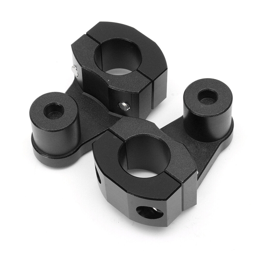 (Black) 2Pcs 28Mm Aluminum Motorcycle Handlebar Fat Bar Mount Riser Clamps Universal Black 8727971668146