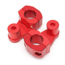 (Red) 2pcs 28mm Aluminum Motorcycle Handlebar Fat Bar Mount Riser Clamps Universal