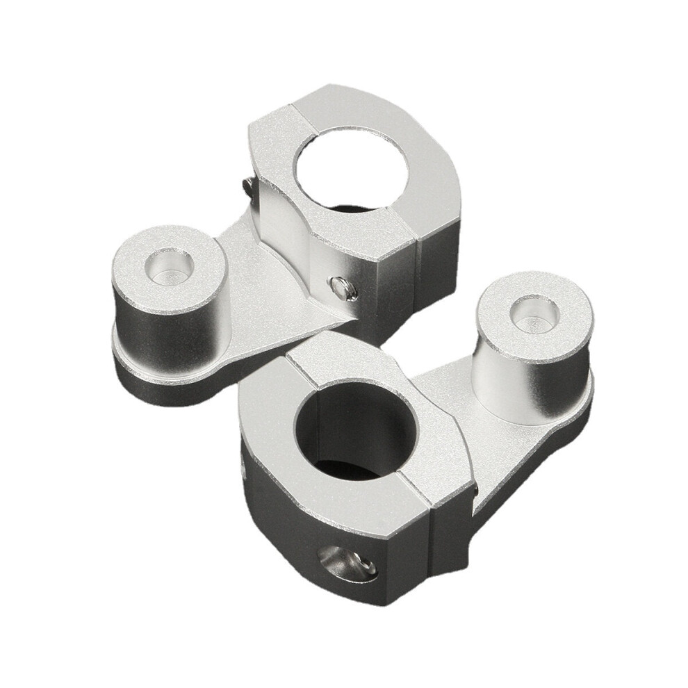 (Silver) 2Pcs 28Mm Aluminum Motorcycle Handlebar Fat Bar Mount Riser Clamps Universal Silver 8727971668115