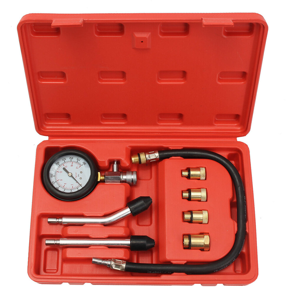 Pro Petrol Gas Engine Cylinder Compression Tester Oil Pressure Gauge Kit Motor Auto 9078193225594