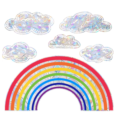 Rainbow Cloud Window Clings, Watercolor Prism Sunc 1
