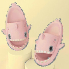 (24 25, pink) Shark Slippers Non-slip Shower Bathroom Slippers Soft Summer Slide Sandals For Girls And Boys New