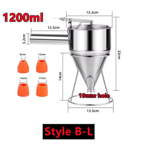 1200ml Stainless Steel Funnel Dispenser with 4 Lea 2