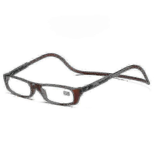 (Coffee, 300) Folding Magnetic Reading Glasses With Snap Click Front, Neck Hanging Spectacles