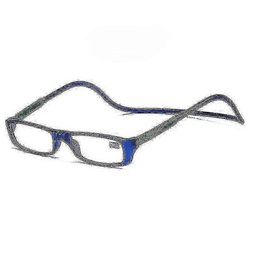 (Dark Blue, 400) Folding Magnetic Reading Glasses With Snap Click Front, Neck Hanging Spectacles