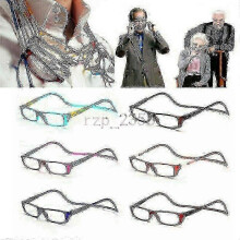 (Coffee, 100) Folding Magnetic Reading Glasses With Snap Click Front, Neck Hanging Spectacles