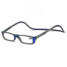 (Dark Blue, 300) Folding Magnetic Reading Glasses With Snap Click Front, Neck Hanging Spectacles