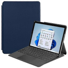 (DarkBlue) Compatible For Microsoft Surface Go 4 Case Foldable Pu Leather Stand Full Protection Cover