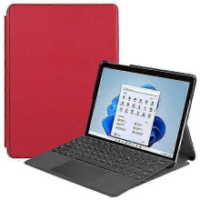 (Red) Compatible For Microsoft Surface Go 4 Case Foldable Pu Leather Stand Full Protection Cover