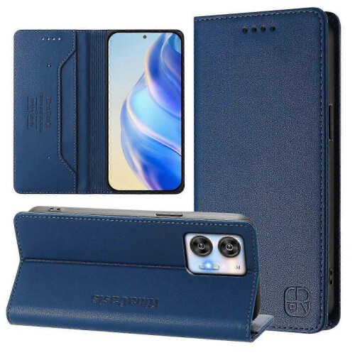 (Dark Blue) Magnetic Leather Case For Oukitel C35