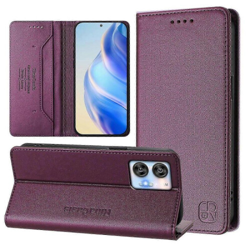 (Violet) Magnetic Leather Case For Oukitel C35
