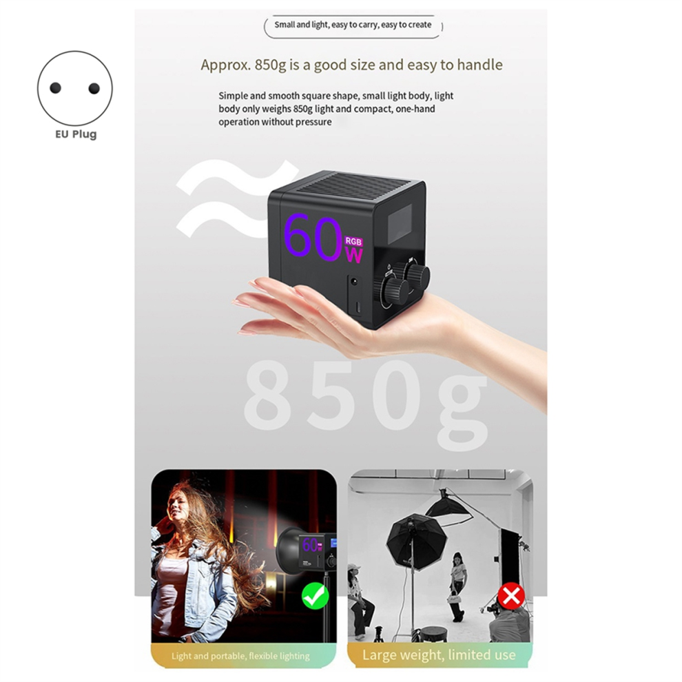 60W Photography Fill Portable Cob Rgb Video Light 4851686368030