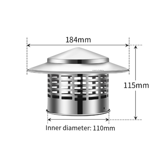 Round Chimney Cap Stainless Steel Tapered Top with 2
