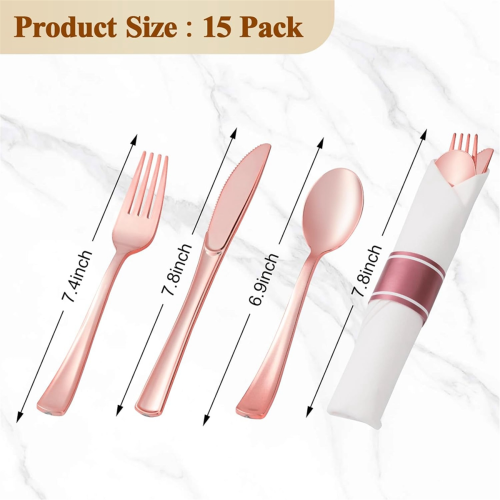 Pre Rolled Silver Plastic Silverware Set,Pre Napki 2