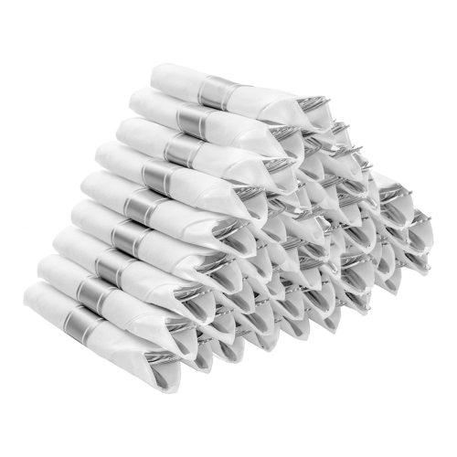 Pre Rolled Silver Plastic Silverware Set,Pre Napki